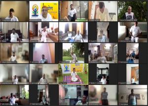 अंतर्राष्ट्रीय योग दिवस के उपलक्ष पर एनएचएसआरसीएल के विभिन्न कार्यालयों में वीडियो कांफ्रेंस द्वारा योग सत्र का आयोजन किया गया जिसमे सभी कर्मचारिओं ने भाग लिया।