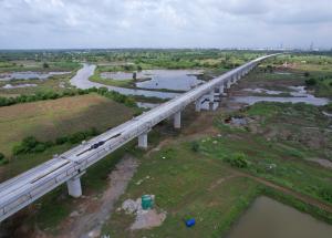 नवसारी जिले में मिंधोला नदी पर नदी पुल का निर्माण पूरा हो गया है, गुजरात-अक्टूबर 2023