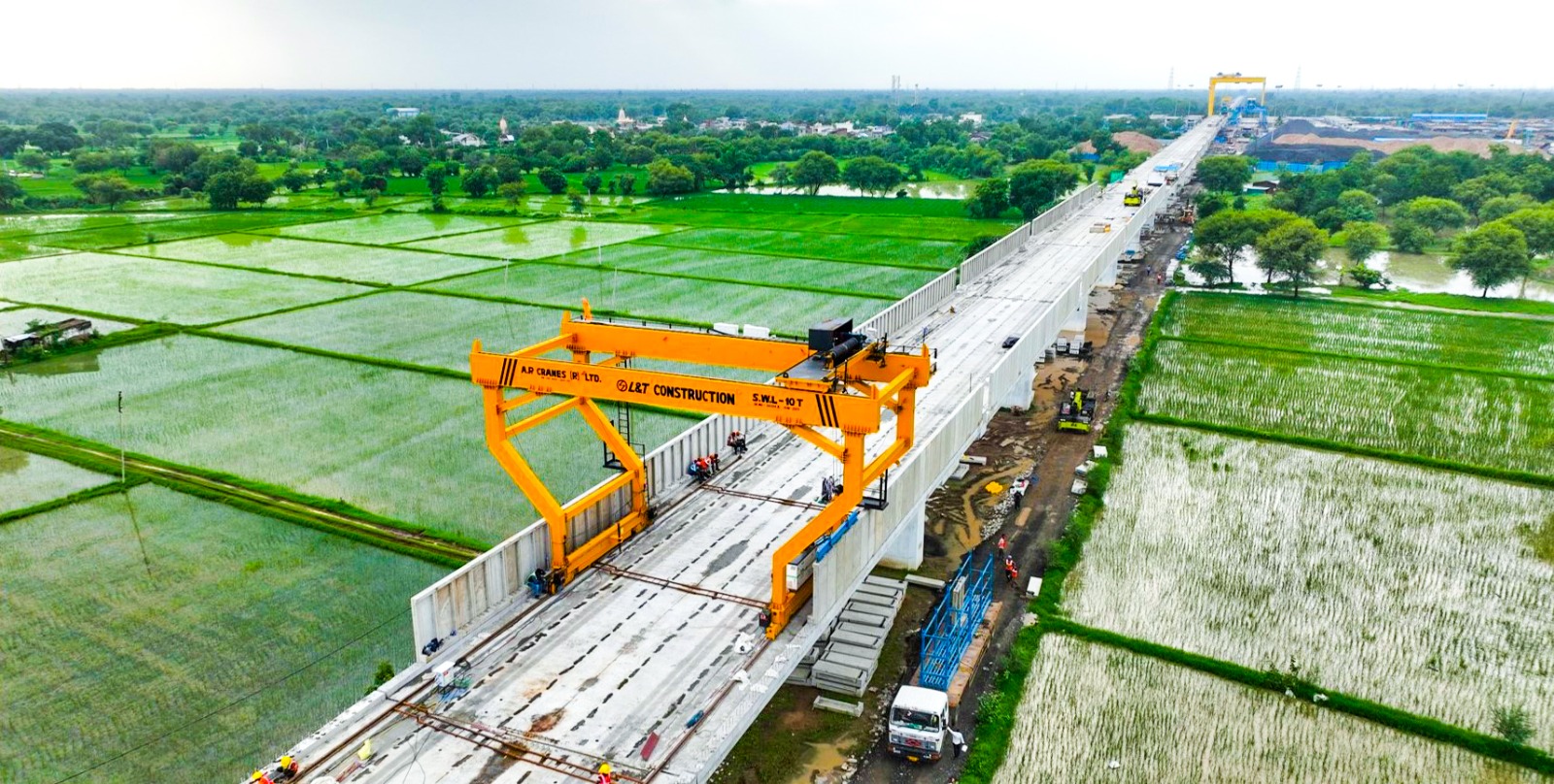 Noise barrier installation work in progress at Gujarat