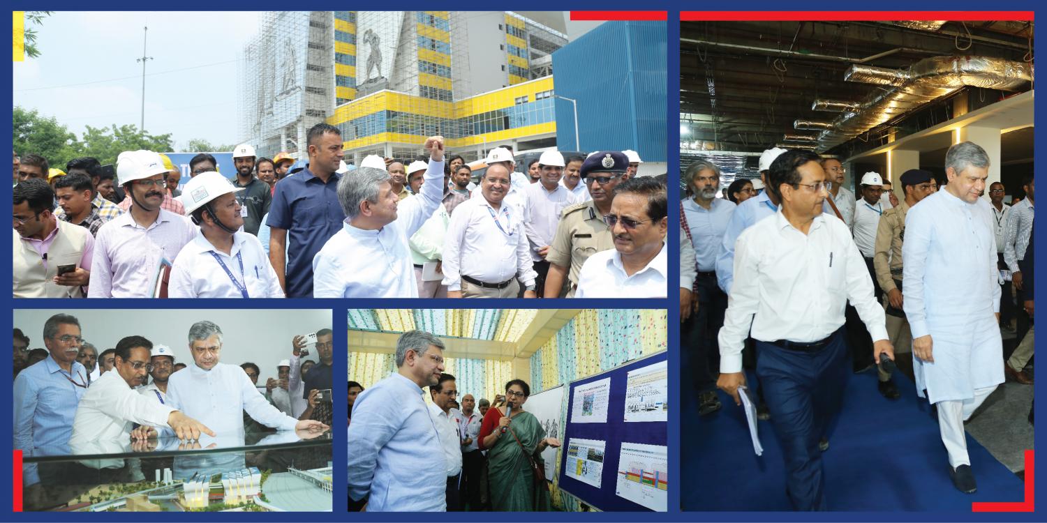 रेल मंत्री, श्री अश्विनी वैष्णव ने 13 सितंबर 2022 को गुजरात में निर्माणाधीन साबरमती मल्टीमॉडल ट्रांसपोर्ट हब और अहमदाबाद एचएसआर स्टेशन का दौरा किया