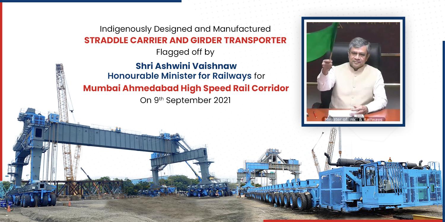 Shri Ashwini Vaishnaw, Hon'ble Minister for Railways Flagging off Full Span Launching Equipment for MAHSR Corridor