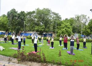 Yoga day celebrations at NHSRCL site offices on 21 jun 2020
