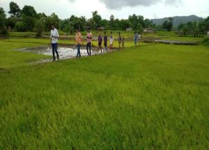 Village Ambesari, Taluka Dahanu (Maharashtra), NHSRCL team verifying details of the land and taking consent on 23 Jul 2020