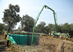 Concrete pouring for foundation work at C-4 Construction SIte near Valsad (Gujarat) on 10 Feb 2021
