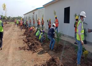 NHSRCL workforce planting saplings on World Environment day at Vapi Station