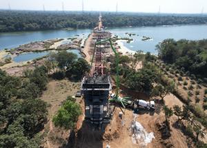 Foundation & Pier Work in Progress, Daman Ganga River @ Ch. 166, Valsad District - February 2022