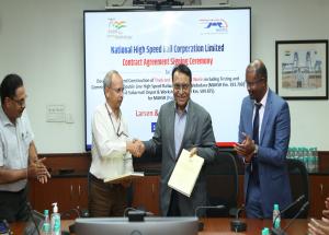 NHSRCL signed a contract agreement with Larsen & Toubro Limited for the design, supply and construction of Track and Track related works for MAHSR (T-3 Package) on 10th June 2022.