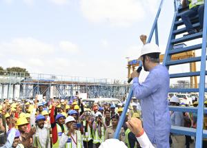 माननीय रेल मंत्री और रेल राज्य मंत्री ने 6 जून 2022 को एमएएचएसआर निर्माण स्थल का दौरा किया।