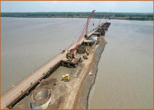 Well Foundation Work in Progress at Narmada River @ Ch. 321 kms, Bharuch District - July 2022
