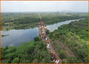 Pier Work in progress at Auranga River @ Ch. 198 kms, Valsad District - July 2022
