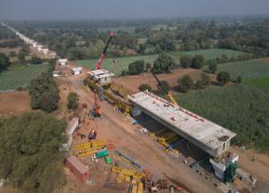 गुजरात के वड़ोदरा जिले में एसबीएस (अंडरस्लग मेथड) के जरिए वायाडक्ट निर्माण - जनवरी 2023
