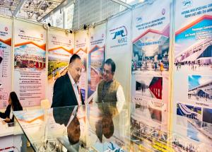 Glimpse of NHSRCL stall at Indian Road Congress Exhibition (IRC) 2023 in Gandhinagar, Gujarat