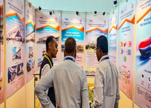 Glimpse of NHSRCL stall at Indian Road Congress Exhibition (IRC) 2023 in Gandhinagar, Gujarat