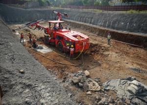 Portal work in progress at Shilphata for underground/undersea rail tunnel