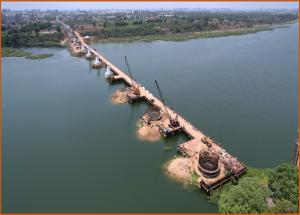 Well Foundation and Pier Work in Progress at Tapi River, Surat District - June 2024