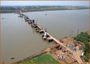 नर्मदा नदी, भरूच जिले में कुआं नींव और घाट का काम प्रगति पर है - जून 2024