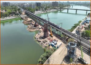 Foundation and Pier work in progress at Sabarmati River, Ahmedabad District - May 2024