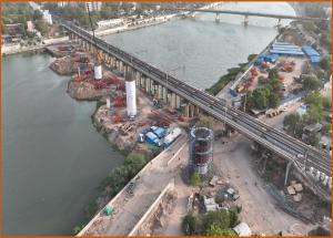 Foundation and pier work in progress at Sabarmati River, Ahmedabad District - June 2024