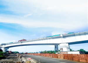 Completion of 260 m long PSC bridge over NH 48 at Navsari for Bullet Train project