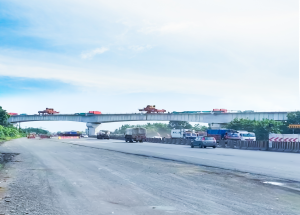 Completion of 260 m long PSC bridge over NH 48 at Navsari for Bullet Train project