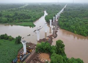 Pier works completed at Daman Ganga River, Valsad district - July 2024