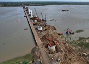 Well foundation and pier work at Narmada river, Bharuch district - July 2024