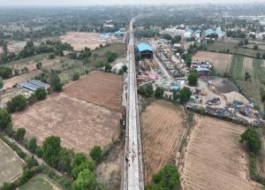 Track and noise barrier installation work in progress at Vadodara district - July 2024