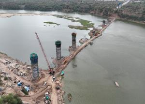 Pier work in progress at Mahi river, Anand district - July 2024