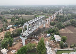 Steel girder launching in progress at GAD- 31, Kheda district - July 2024 