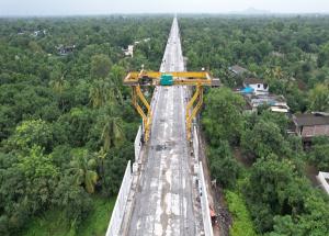 Noise barrier erection work in progress at Valsad District, Gujarat - August 2024