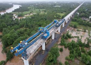 Full span launching method in progress at Navsari District, Gujarat - August 2024