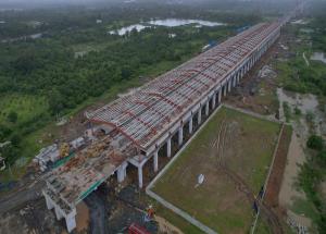 Work in progress at Bilimora Bullet Train Station in Navsari District, Gujarat - August 2024