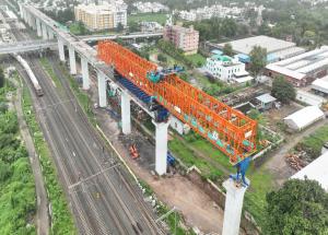 Viaduct construction in progress using Span by Span method in Vadodara district, Gujarat - August 2024