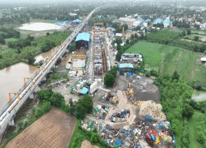 Track and noise barrier installation work in progress in Vadodara District, Gujarat - August 2024