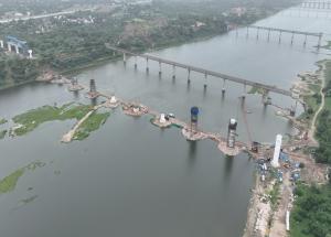 Pier and foundation work in progress at Mahi River in Anand District, Gujarat - August 2024