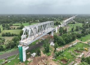 Steel girder launching in progress at GAD- 31 in Kheda District, Gujarat - August 2024