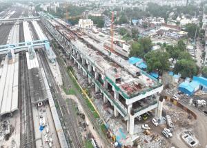 Work in progress at Ahmedabad Bullet Train Station - August 2024