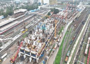 Work in progress at Sabarmati Bullet Train Station, Gujarat - August 2024