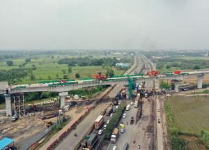 210 m long PSC bridge over NH-48 at Navsari is completed for Mumbai-Ahmedabad Bullet Train Project on 1st October 2024