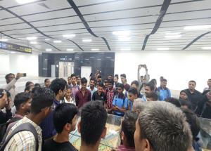 Students from various educational institutes visited the Sabarmati Multimodal Hub, exploring how enhanced connectivity through the Bullet Train project will simplify and improve life