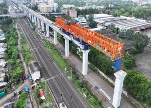 Viaduct construction in progress using span by span method in Vadodara District, Gujarat - September 2024