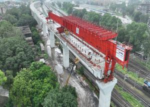 Viaduct construction in progress using span by span method in Ahmedabad, Gujarat - September 2024