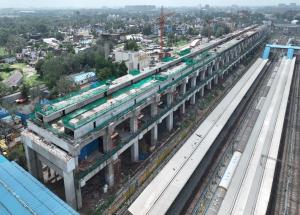 Work in progress at Ahmedabad Bullet Train Station, Gujarat - September 2024