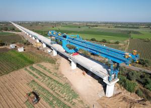 Full span box girder erection at Vadodara District, March 2023