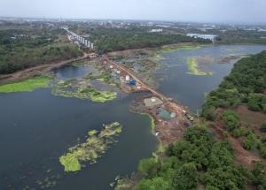 Pier Work in Progress at Daman Ganga River, Valsad District, July 2022