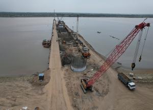 Well Foundation Work in Progress, Narmada River at Bharuch District, April 2022 (2)