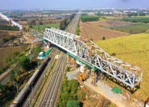 100 m long ‘Make in India’ Steel Bridge launched over Four Railway Tracks in Surat, Gujarat for Mumbai Ahmedabad Bullet Train Project