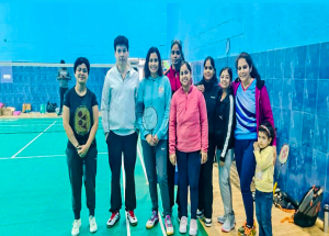 A glimpse of the team playing a badminton match during the Annual Sports Speed and Synergy event_2