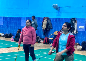 A glimpse of the team playing a badminton match during the Annual Sports Speed and Synergy event_3