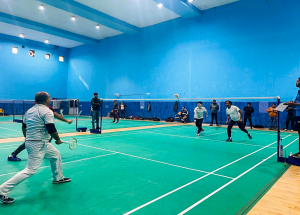 A glimpse of the team playing a badminton match during the Annual Sports Speed and Synergy event_4